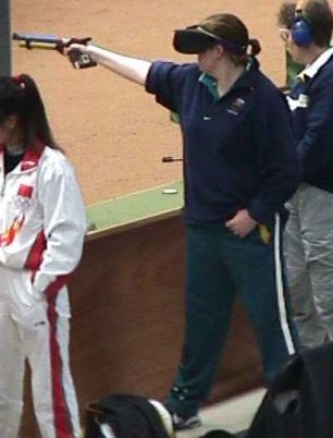 Annemarie shooting at the Sydney Olympics