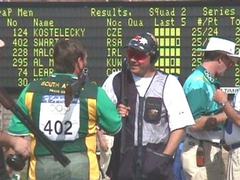 Chatting on the line at the Sydney Olympics