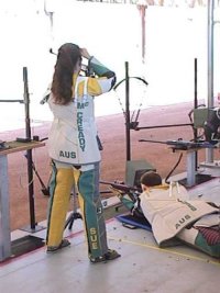 Sue on a training day in Sydney warming up for the 2000 Olympics